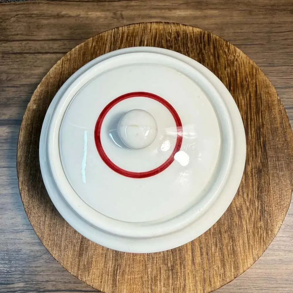 Caribe China Restaurant Ware Sugar Bowl Maroon Red Stripe Puerto Rico